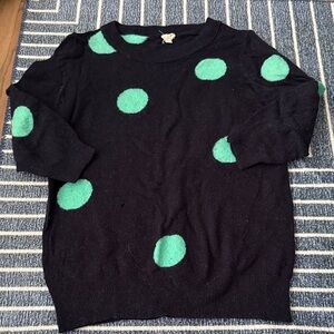 J. Crew Black Sweater with Green Dots